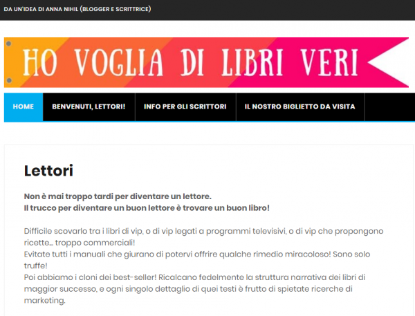 Ho voglia di libri veri, il blog che sostiene il "made in Italy" nella letteratura