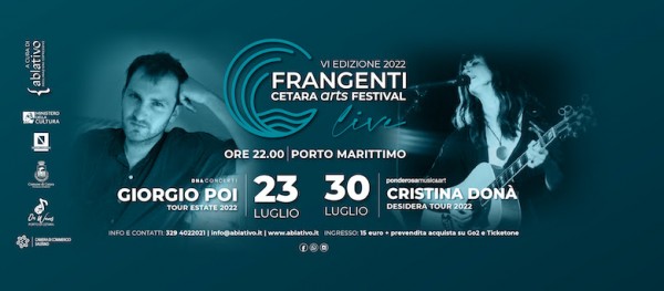 Giorgio Poi e Cristina Donà i primi artisti annunciati al Frangenti Festival di Cetara.